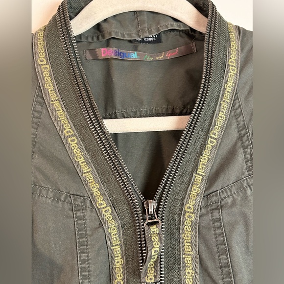 Vintage Desigual Sleeveless Utility Mini Dress Multiple Zippers Pockets Size 40 - Picture 10 of 14